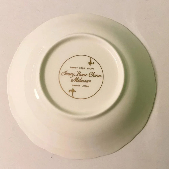 Vtg Mikasa Fruit  Dessert Sauce Bowl Simply Gold Pattern 6 Inch Ivory Bone China - Picture 16 of 16
